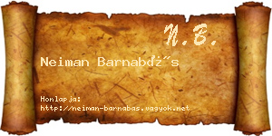 Neiman Barnabás névjegykártya